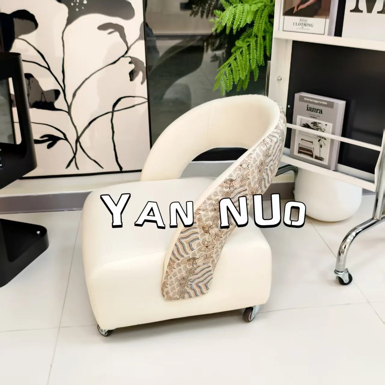 Single casual yo-yo sofa Nordic light luxury modern small apartment living room home special-shaped yo-yo stool shoe changing Oasis Select white WL