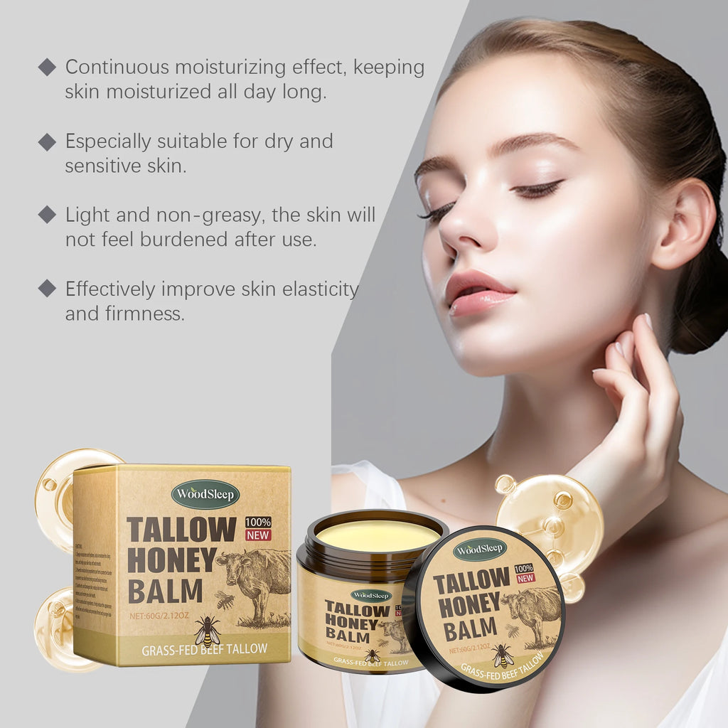 Tallow Honey Facial Moisturizer Cream Nourishing Damaged Soothing Dryness Deep Hydration for Valentines Gift Face Skin Care Balm Oasis Select