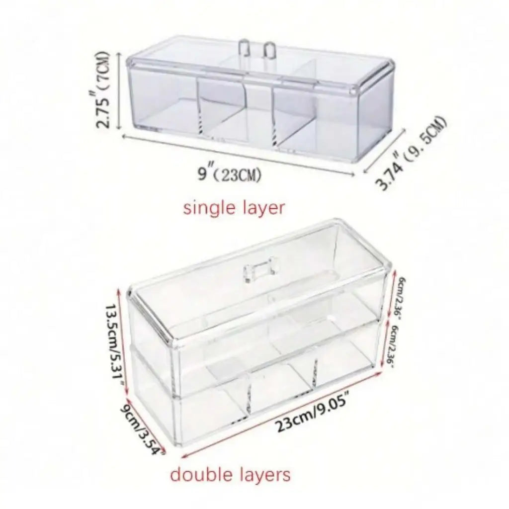1pc Acrylic Organizer - Clear Dispenser for Cotton Swabs, Tea Bags, Cosmetics, Flossers, and More - Spice Pouches Oasis Select