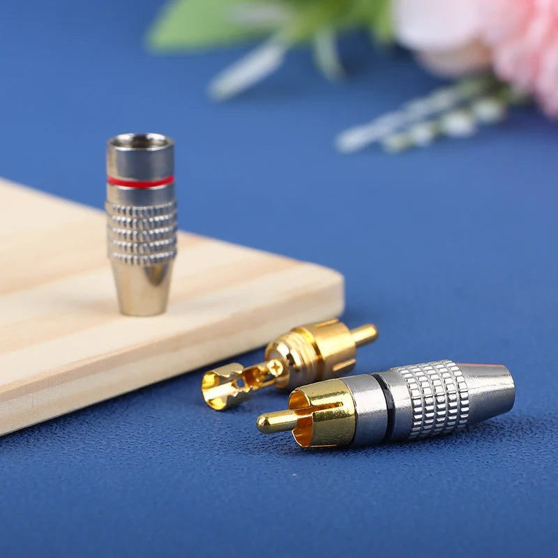 2Pcs RCA Male Connector Non Solder Plug Adapter For Audio Cable Plug Video CCTV Camera Solder-Free Adapter Cable Converter Oasis Select
