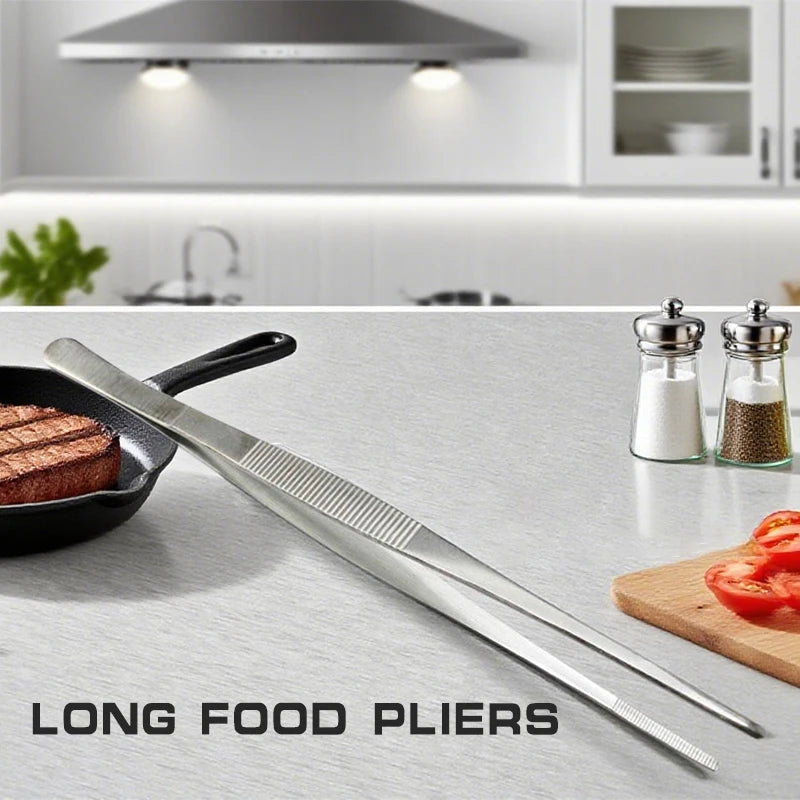 25CM/30CM Toothed Tweezer Straight Tweezer Long Barbecue Food Tong Stainless Steel Home Garden Kitchen BBQ Tool Oasis Select