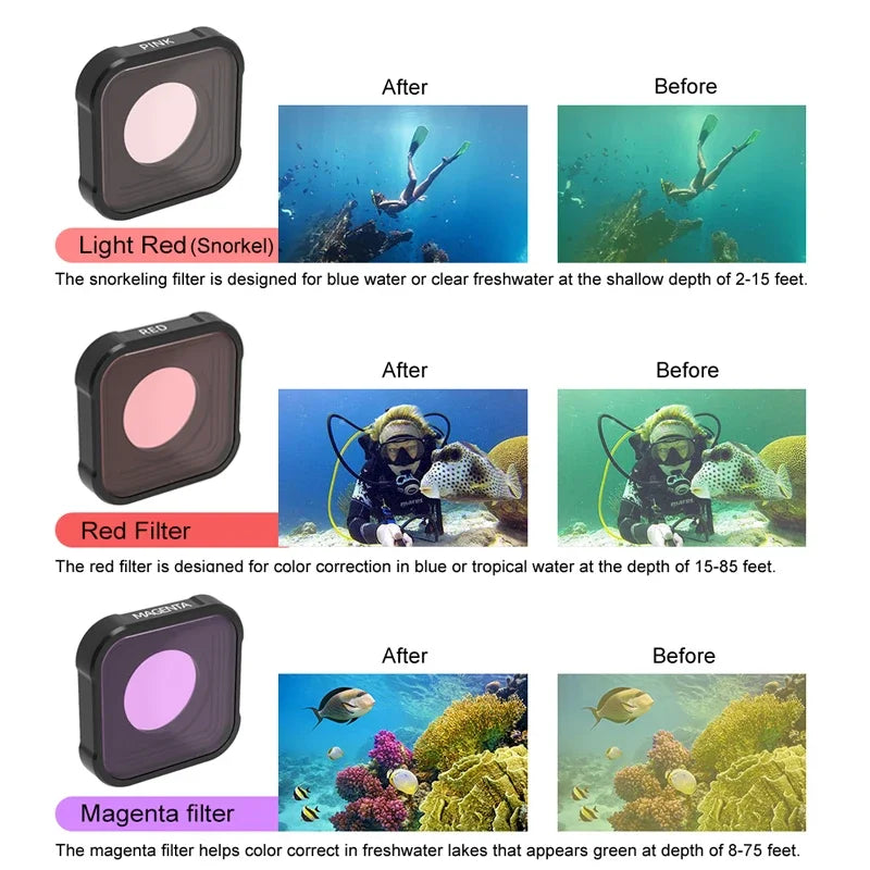 UV CPL ND8 ND16 ND32 Filter Kit for GoPro Hero 9 10 11 12