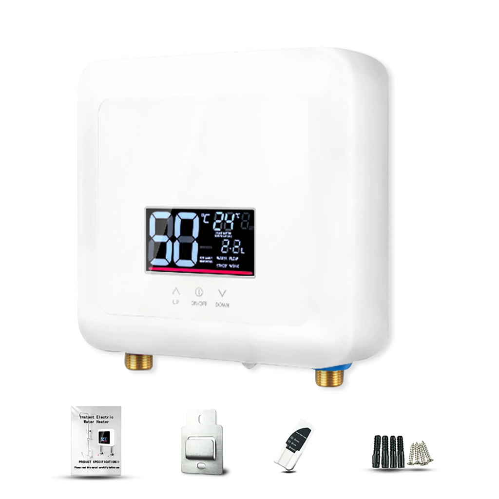 Instant Water Heater 7500W Mini Electric Tankless Water Heater Wall-Mounted LED Display Support Thermostat Mode/Power Adjustment Oasis Select W-US