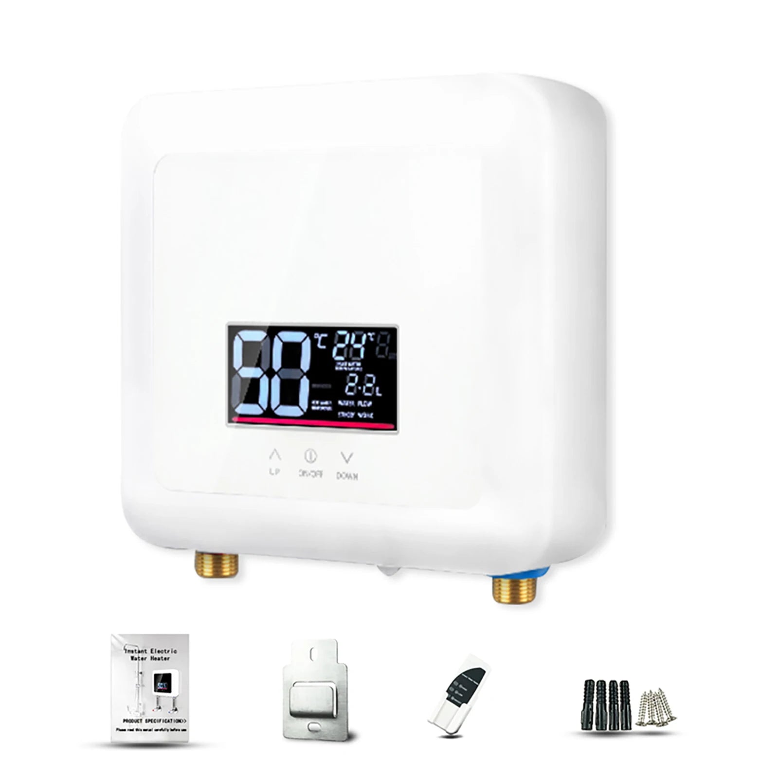 Instant Water Heater 7500W Mini Electric Tankless Water Heater Wall-Mounted LED Display Support Thermostat Mode/Power Adjustment Oasis Select W-US