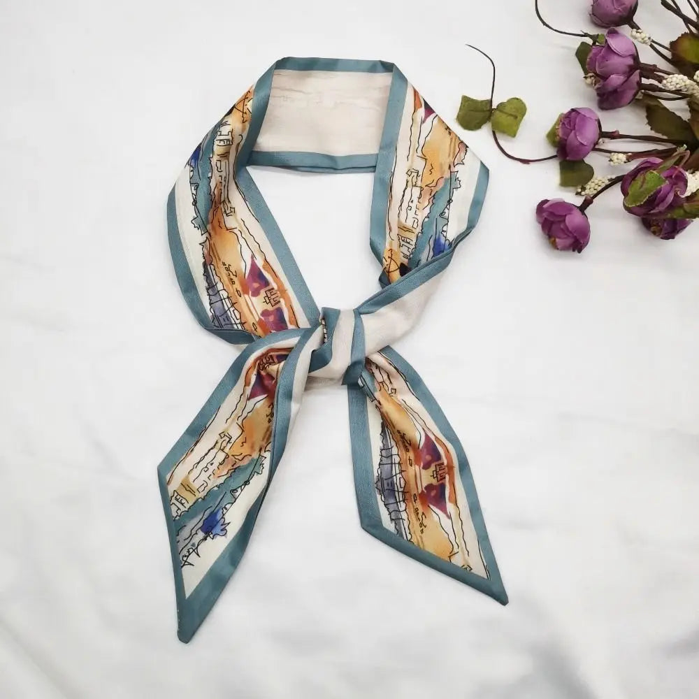 New Floral Headband Ribbon Oil Painting Headscarves Chinese Style Floral Scarf Oasis Select 9