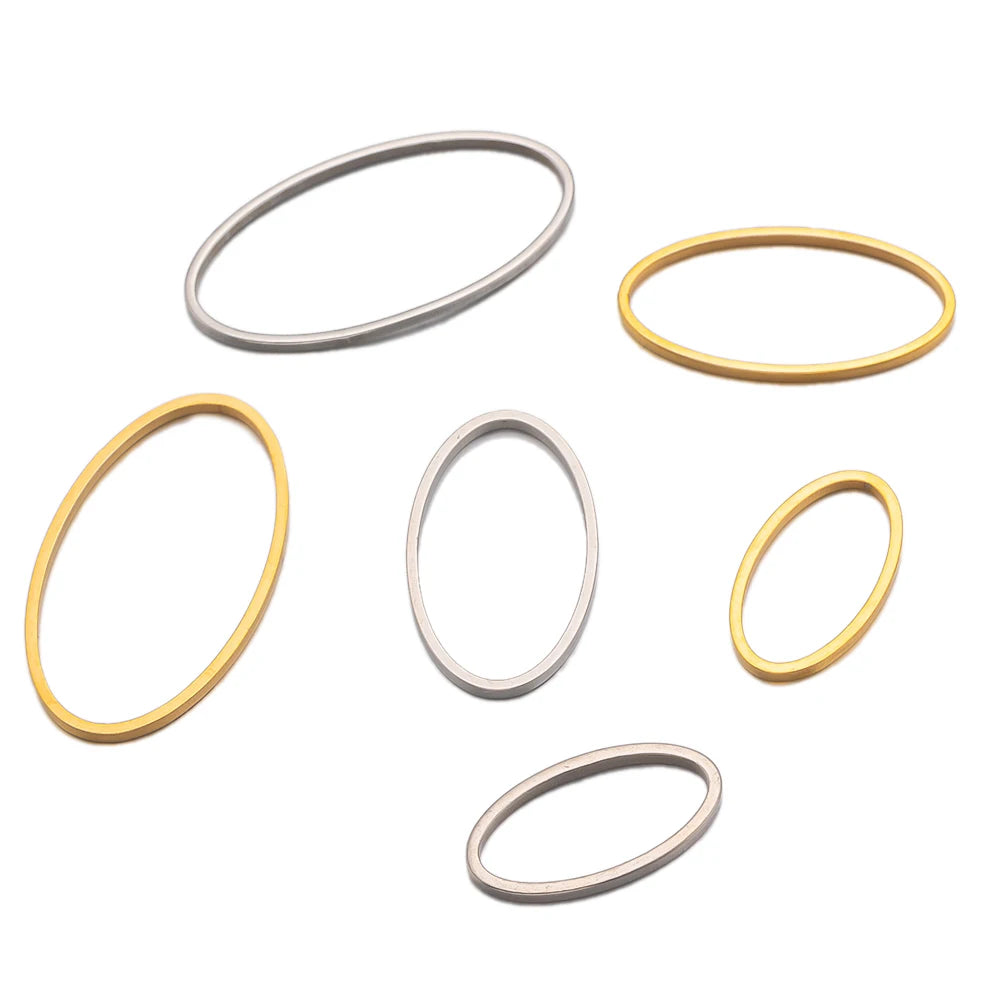 10Pcs Stainless Steel Oval Shape Charms Ring Frame Bezel For DIY Earrings Pendant Jewelry Making Supplies Accessories Findings Oasis Select