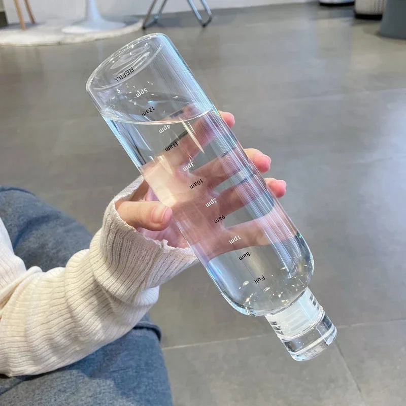 Transparent Plastic Water Bottle with Time Scale Large Capacity Leakproof Drink Bottle Drop-resistant Drink Cup For Sport Travel Oasis Select