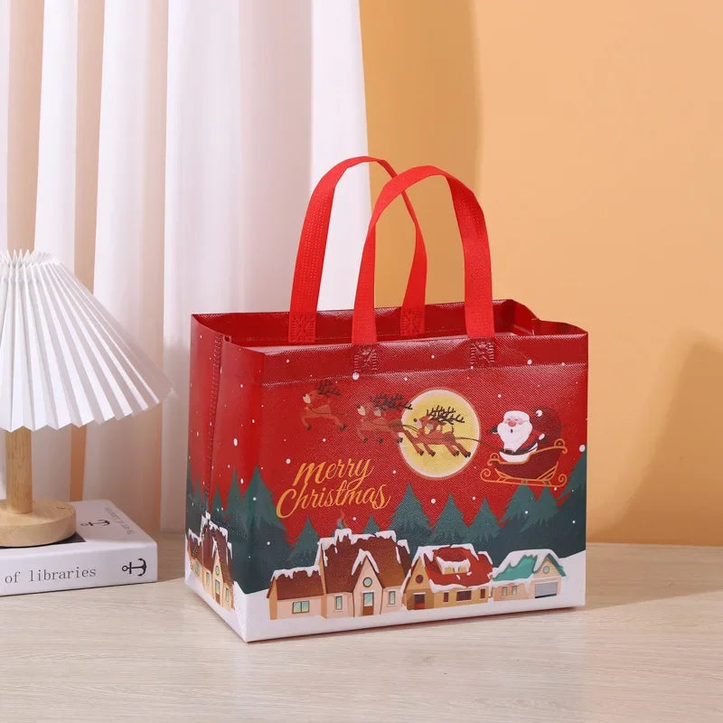 Christmas Gift Bag Santa Elk Snowflake Design Tote Packaging Bag Thickened Fabric Waterproof Large Capacity Candy Present Bags Oasis Select 05 32 x 25 x 17cm