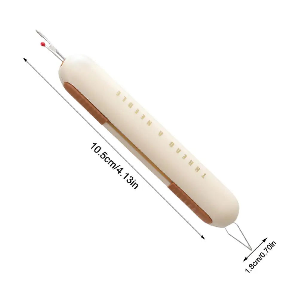 Needle Threader Seam Ripper 2-in-1 Manual Threader Stitching Remover Household Sewing Accessories Double End Design Needle Work Oasis Select Yellow