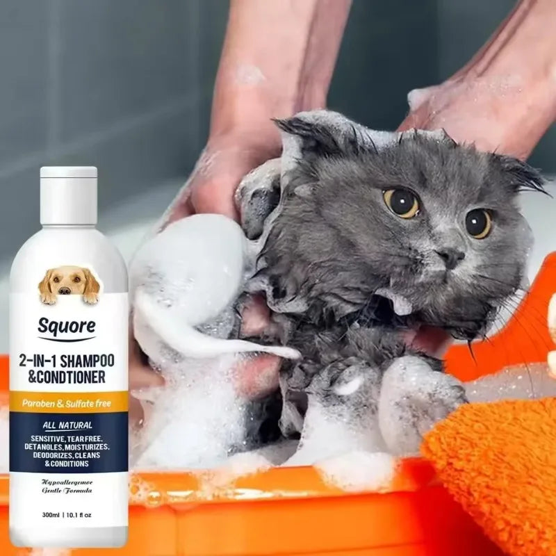 300ml Deodorizing Pet Shampoo Conditioner Natural Moisturizing Formula with PH Balance Dogs Cats Gentle Hypoallergenic Bath Foam Oasis Select