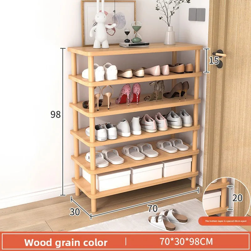 Wooden Shoe Rack Simple And E****mical Household Multi-layer Storage Rack Rental House Dormitory Shoe Cabinet Storage Artifact Oasis Select 70-30-Wood-6 layers