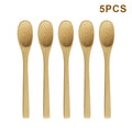 5Pcs Bamboo Wooden Teaspoons Eco-Friendly Kitchen Tableware Honey Spoon Condiment Scoop for Coffee Dessert Household Use Oasis Select A1