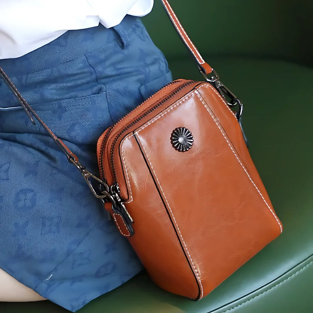 Single Shoulder Crossbody Bag Female Fashion Temperament Leather Women's Bag Vertical Mobile Phone Bag Crossbody Mini Small Bag Oasis Select