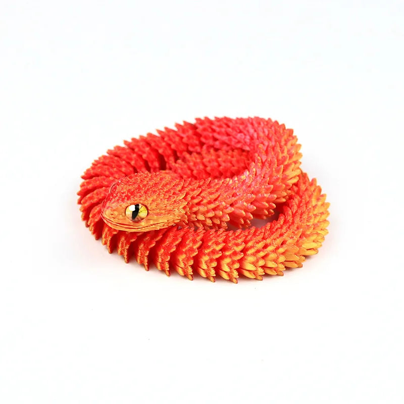 Snake Sculpture Articulated Snake Decor Articulated Snake Figurine with Movable Joints 3d Printed Model for Home for Bookshelf Oasis Select red gold