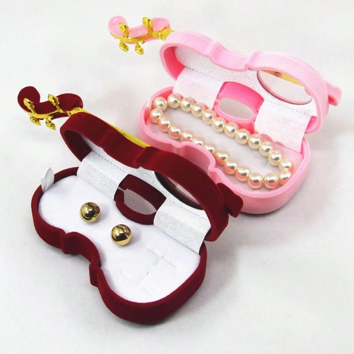 1PC Plastic Violin Design Jewelry Storage Box with Gift Packaging - Elegant Organizer for Rings, Necklaces, and Bracelets Oasis Select