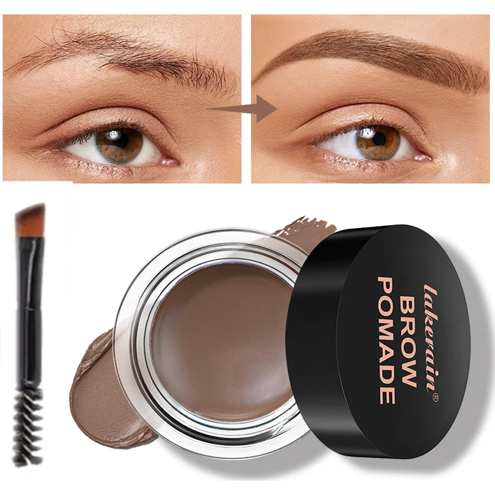 Lakerain Brow Pomade with Dual-Ended Brush Long-Lasting Waterproof Sweatproof Natural Smooth Eyebrow Brow Pencil Makeup Oasis Select