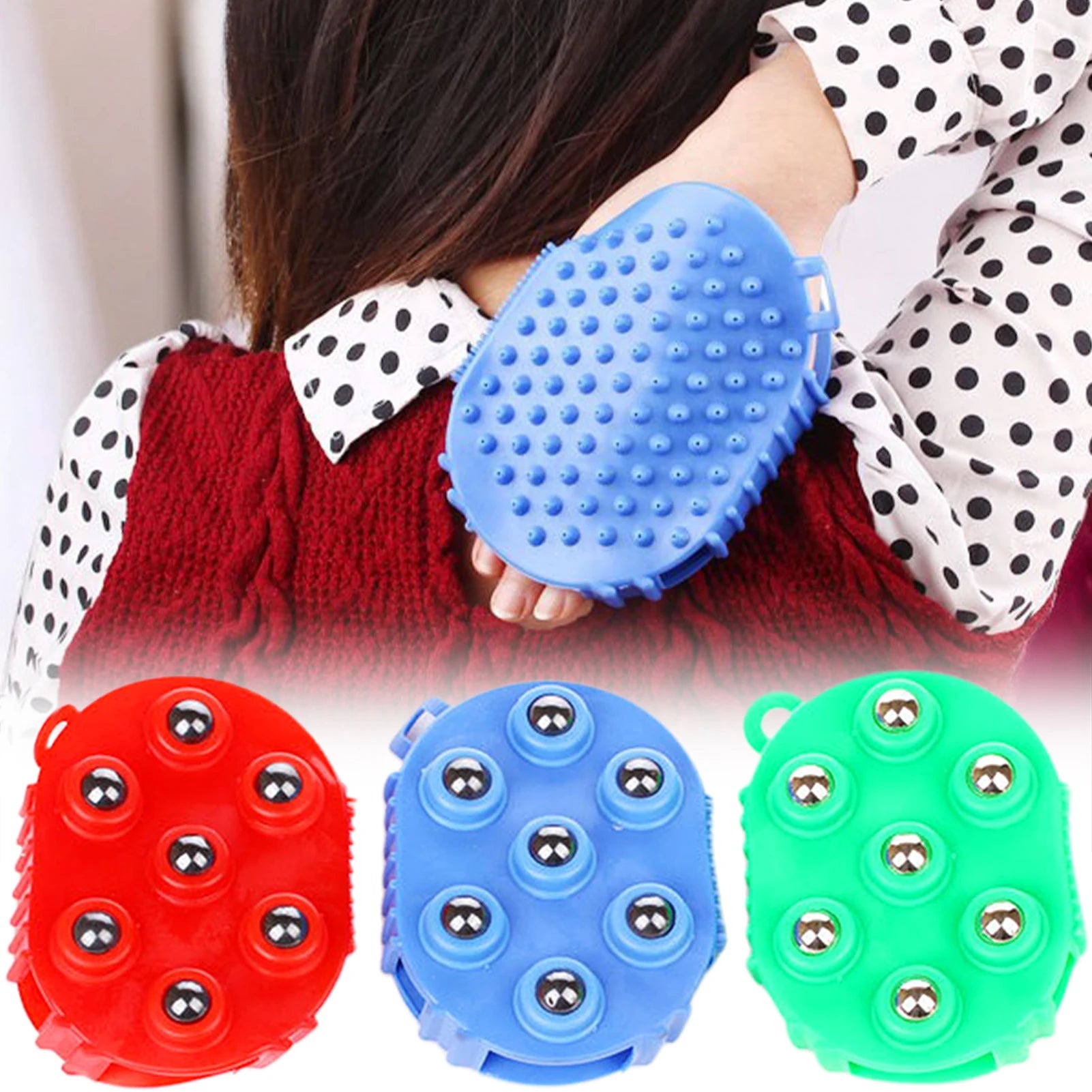 Silicone 7-Ball Roller Massager Glove | 360° Rotating Handheld