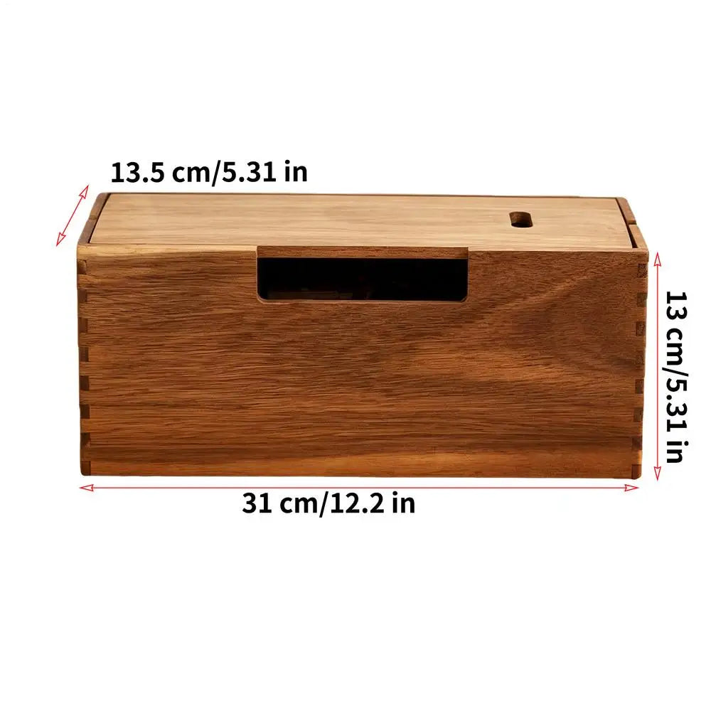 Wooden Cable Storage Box – Cord & Charger Organizer