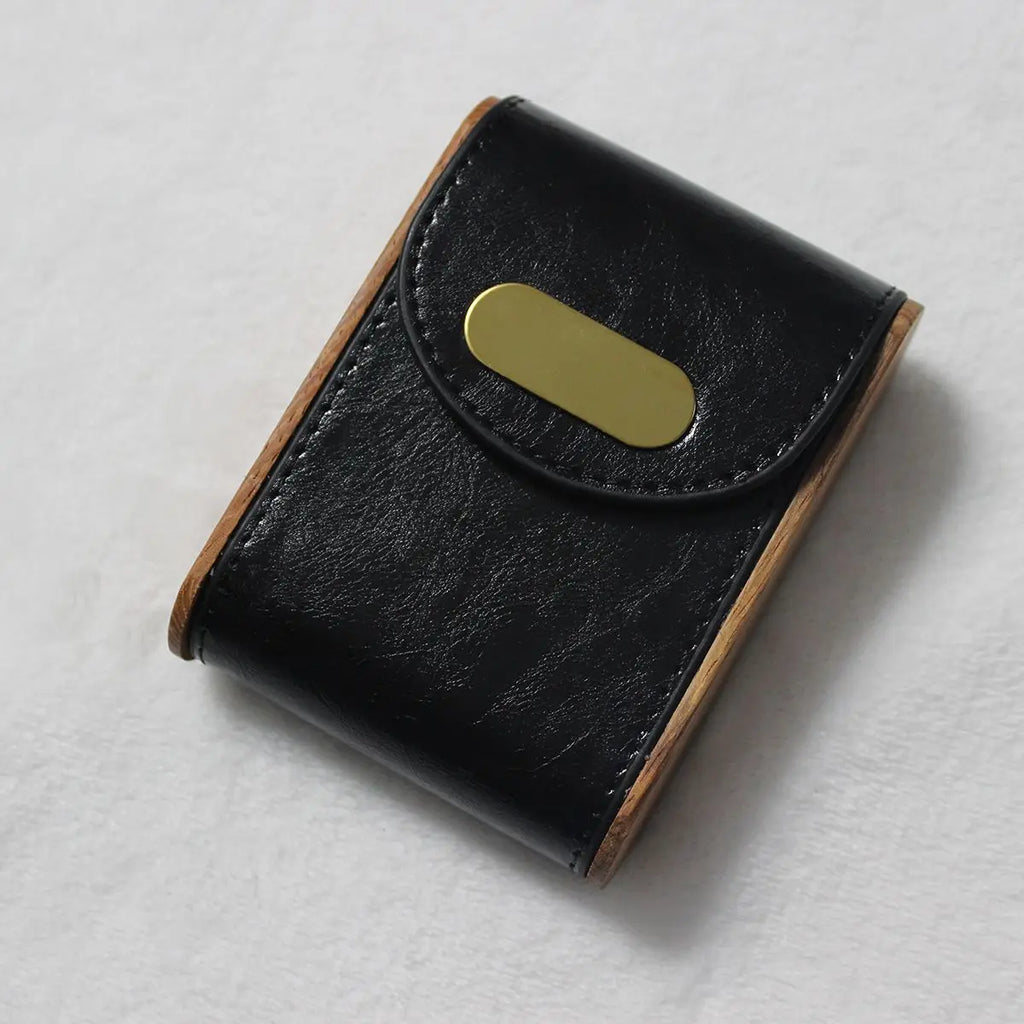 Creative Retro Leather Men's Cigarette Case Moisture Resistance Simple Short Protective Case Smoking Accessories Oasis Select black