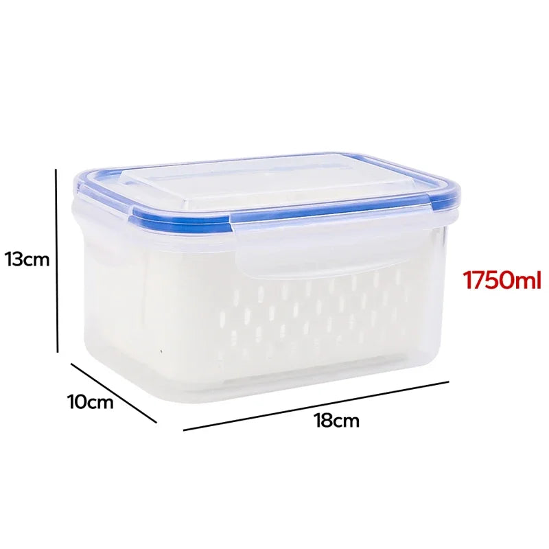 Food Storage Boxes Double-layer Refrigerator Food Fresh Sealed Box Vegetable Fruit Box Drain Basket Container Kitchen Organizer Oasis Select B-Style 2-tier