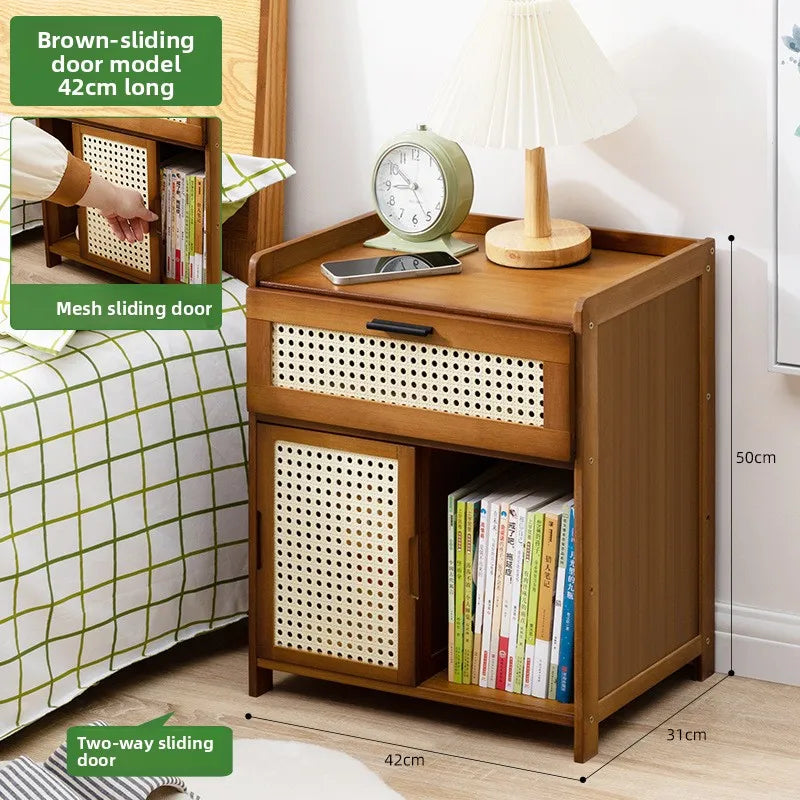 Bedroom bedside table drawer storage cabinet household living room snack locker storage box simple bedside locker Oasis Select Single draw brown