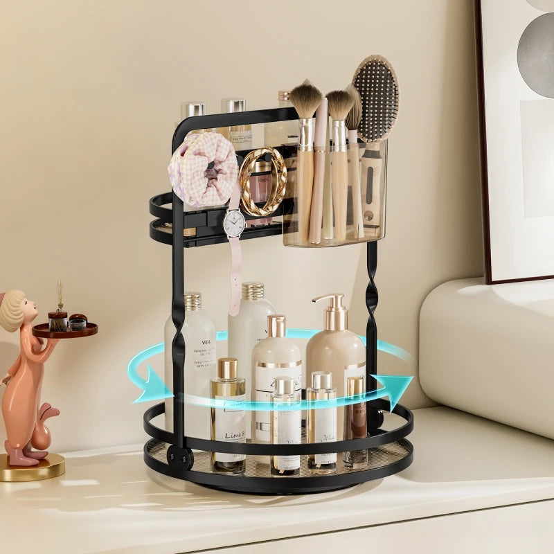 Rotating Cosmetics Storage Rack Dresser Eyeshadow Brush Shelf Premium Sense Desktop Skin Care Products Perfume Finishing Oasis Select