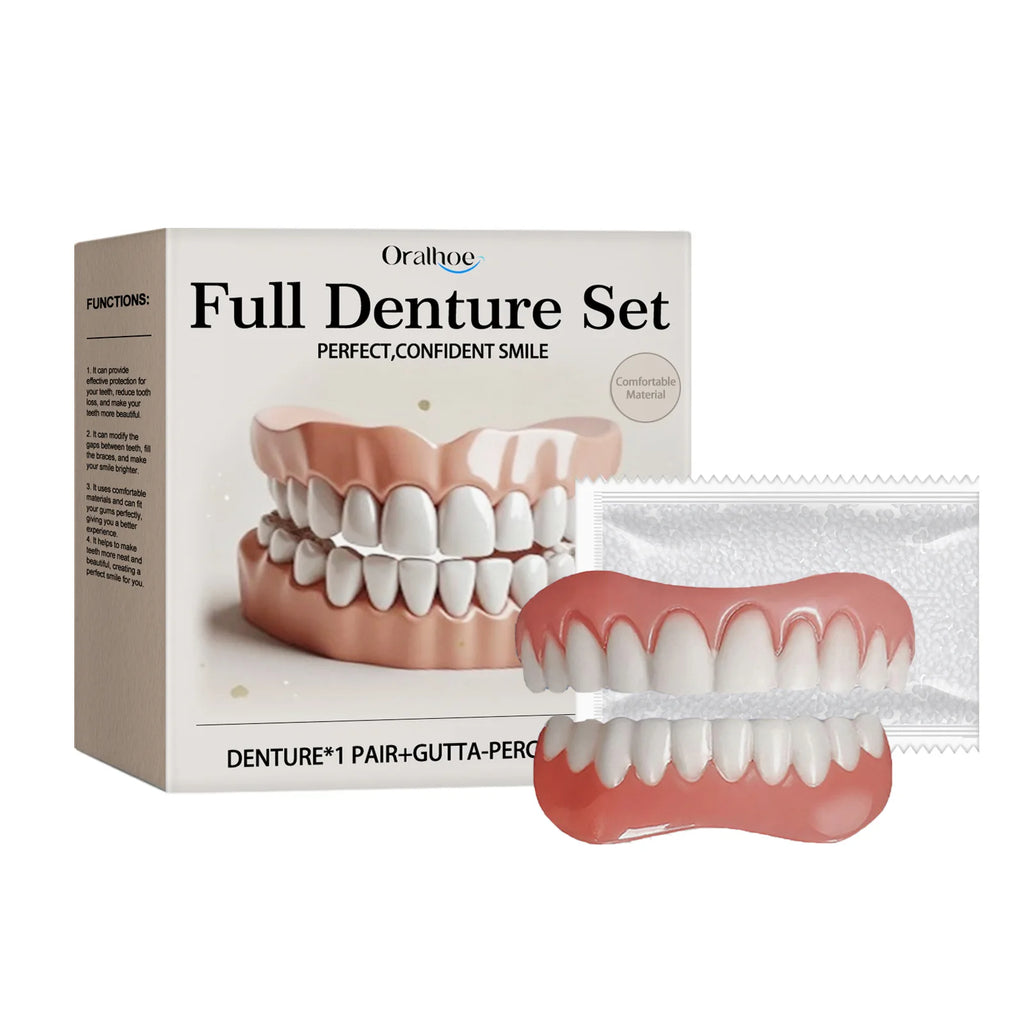 Oralhoe Adjustable Fake Teeth Veneer Kit – Upper & Lower Dentures Cosmetic Denture Kit Oasis Select 1set boxed