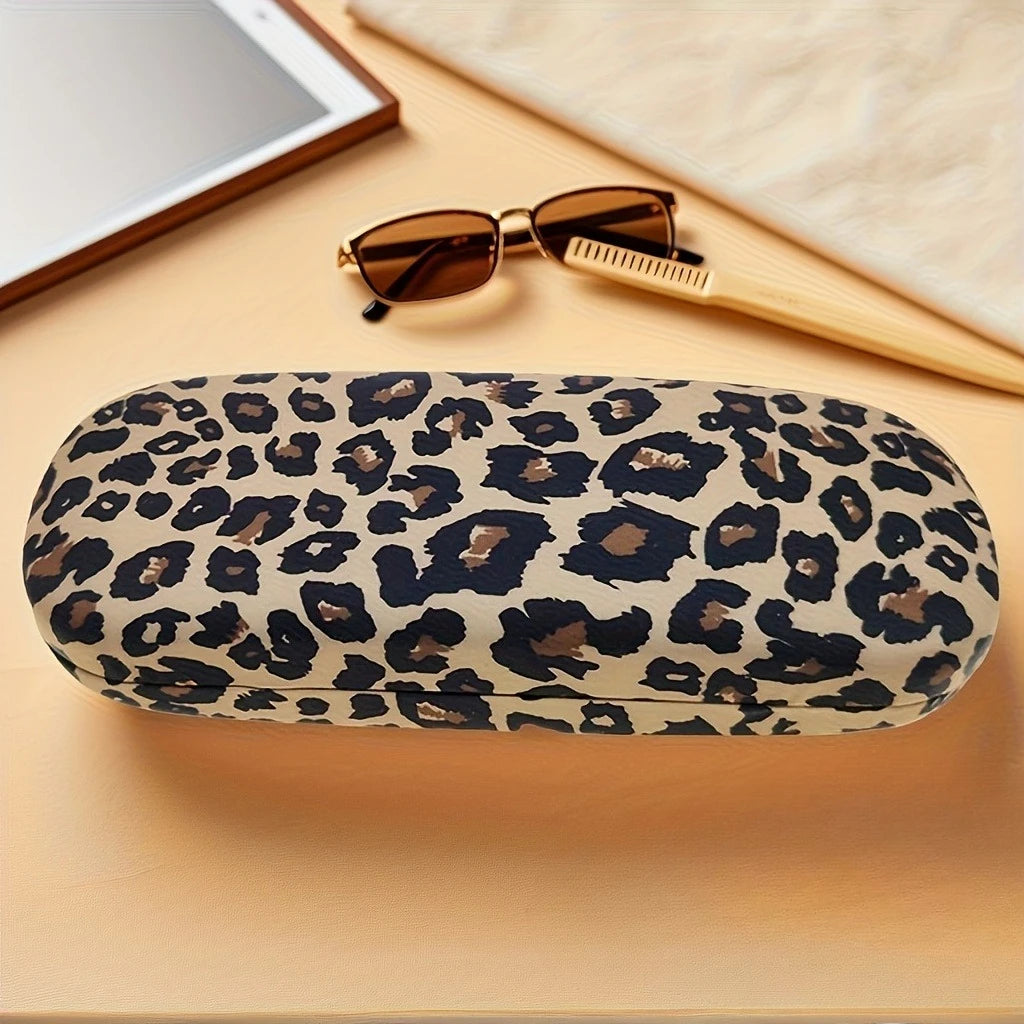 1pc Luxury Leopard Print Metal Glasses Case - Durable Stainless Steel, Stylish Design for Glasses & Accessories Oasis Select