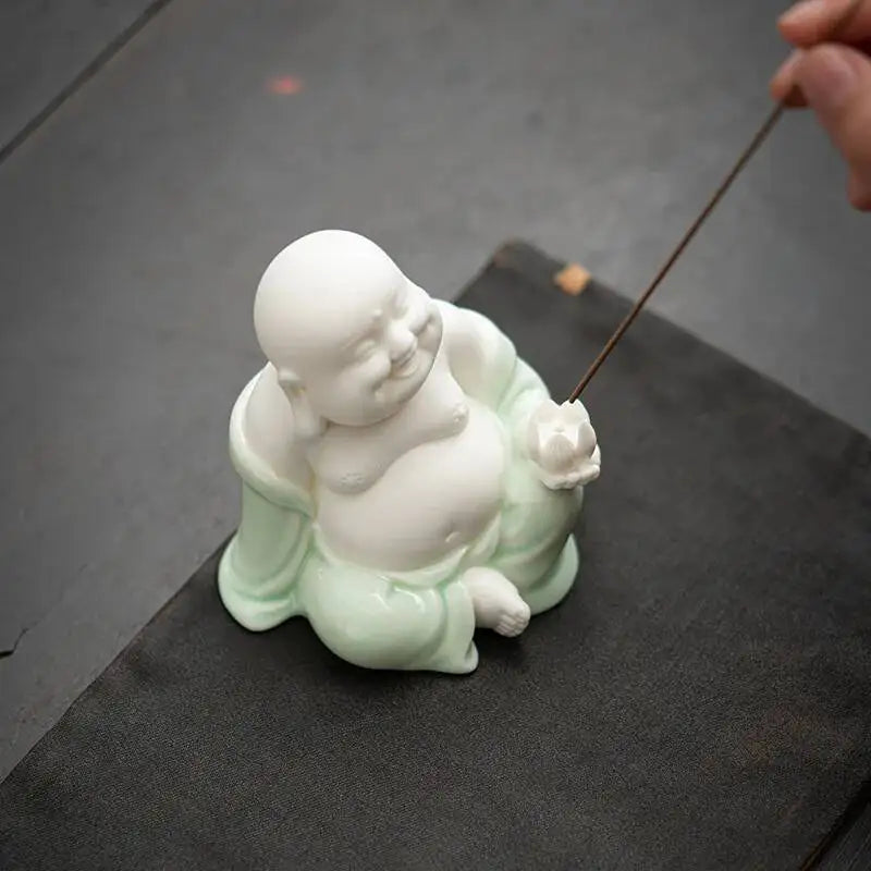 Zen Maitreya Tea Pet Ornament Incense Holder Incense Stick Sandalwood Incense Burner Incense Stand Ceramic Little Oasis Select