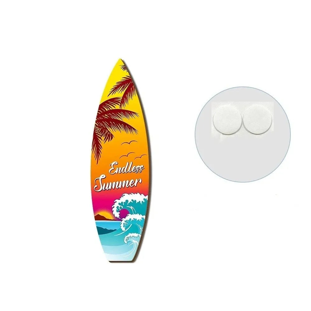 Summer Beach Themed Surfboard Wall Hanging Colorful Handcrafted Wooden Surfboard Sign Retro Surfboard Ornaments Outdoor Wall Art Oasis Select Style G