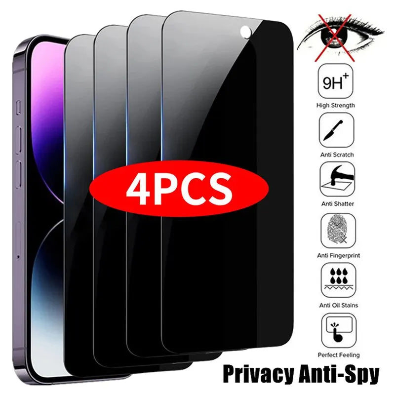 4PCS Privacy Screen Protector For iPhone 14 Pro Max 14 Plus Anti-Spy Glass For iPhone 13 15 12 11 Pro Max 16 Pro Tempered Glass Oasis Select For iPhone 11 4PCS Privacy Glass