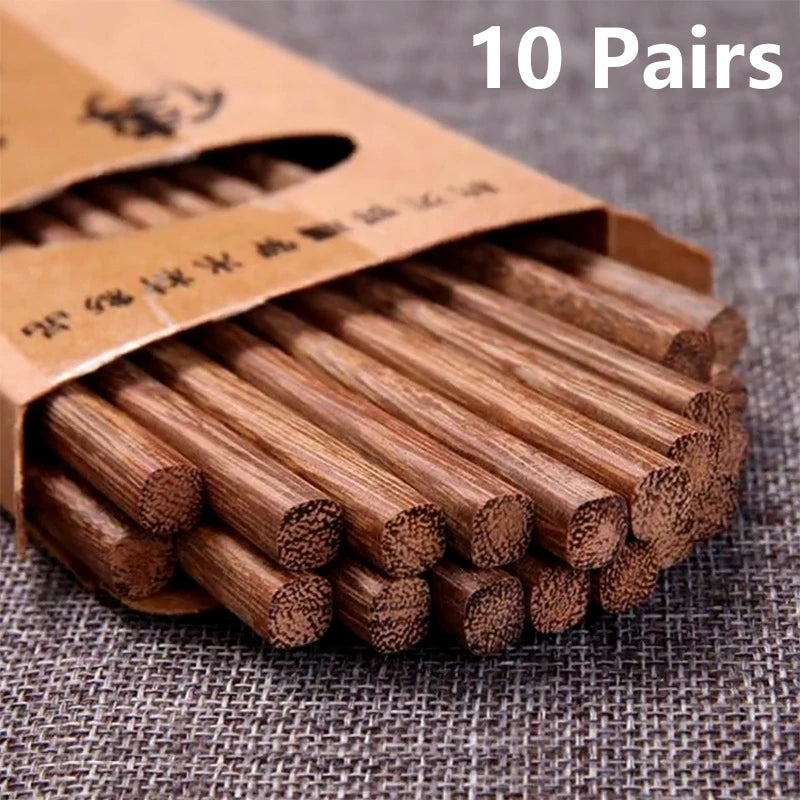 10 Pairs New Natural Rosewood Chopsticks Reusable Healthy Chinese Wooden Chop Sticks Sushi Food Stick Tableware Kitchen Utensils Oasis Select