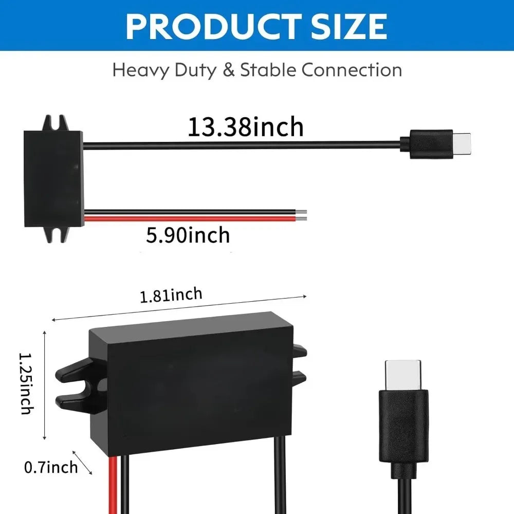 Waterproof DC/DC 24V/12V To 5V 5A 25W USB Type-C Right Angle Step Down Converter Output Buck Module Power Adapter For Dash Cams Oasis Select