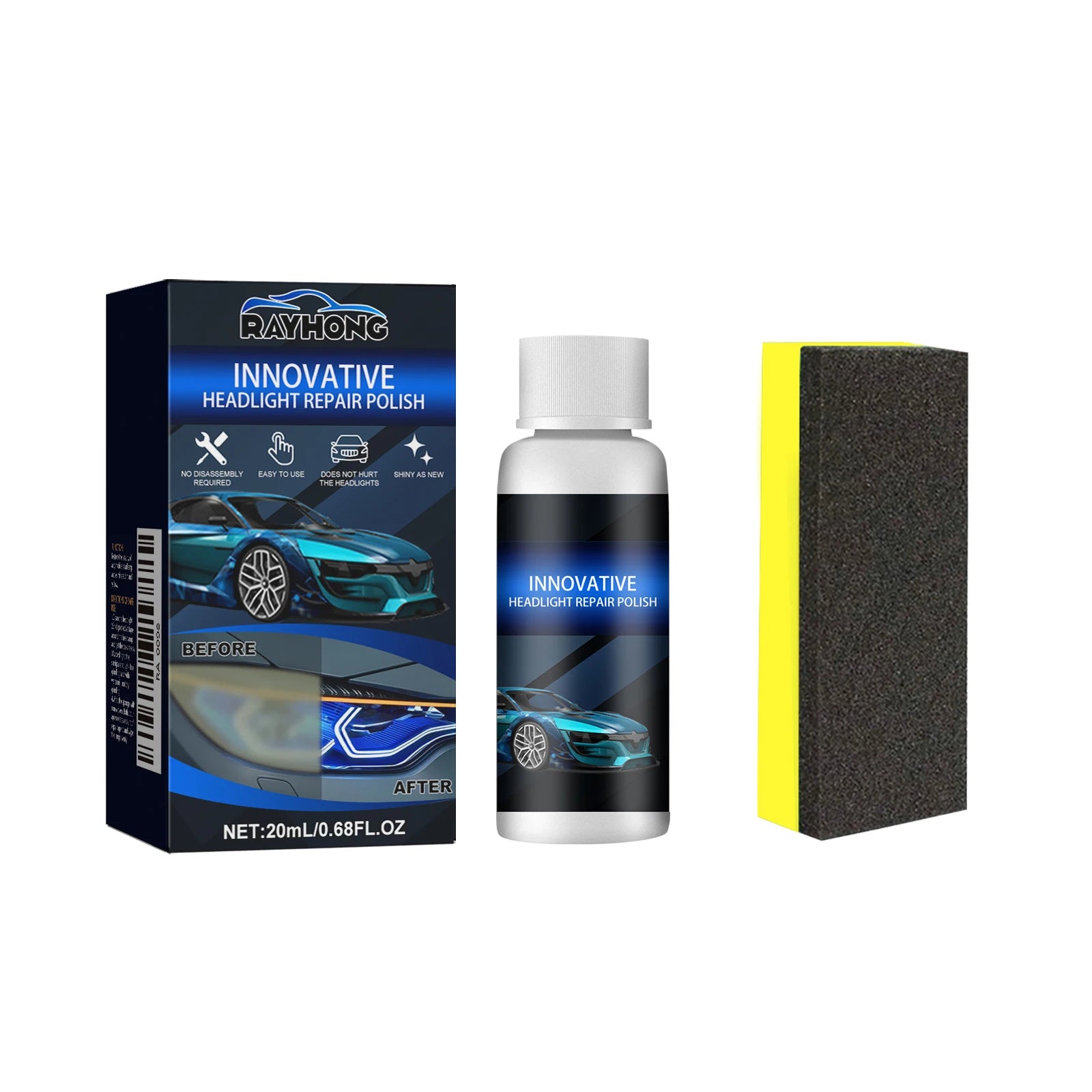 Car Headlight Polishing Liquid Car Headlamp Restoration Cleaning Agent Improves Nighttime Driving Safety Restore Clarity & Shine Oasis Select 20ml boxed