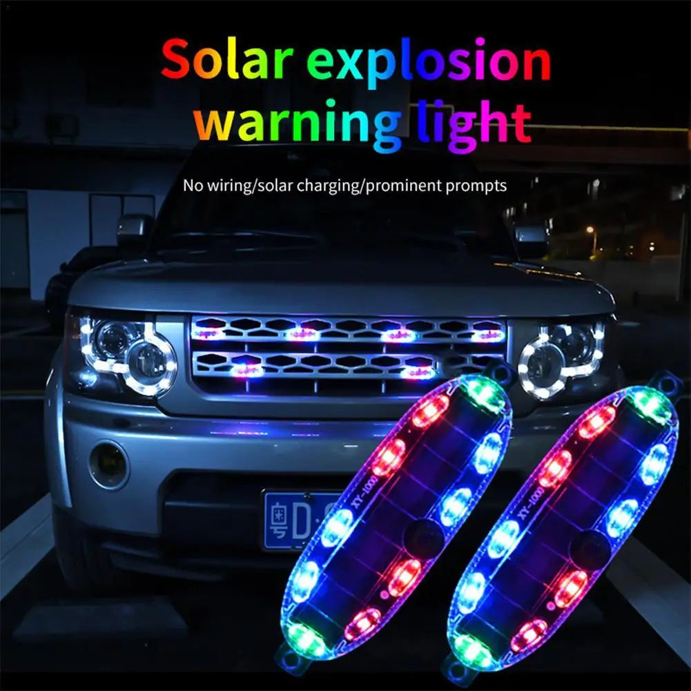 Solar LED Strobe Warning Light for Cars & Motorcycles