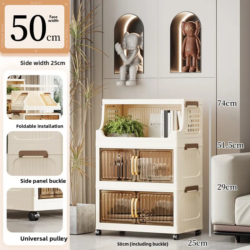 40-50-60 transparent household living room multi-layer mobile snack locker storage folding rack locker Oasis Select 50CM1 plus 2