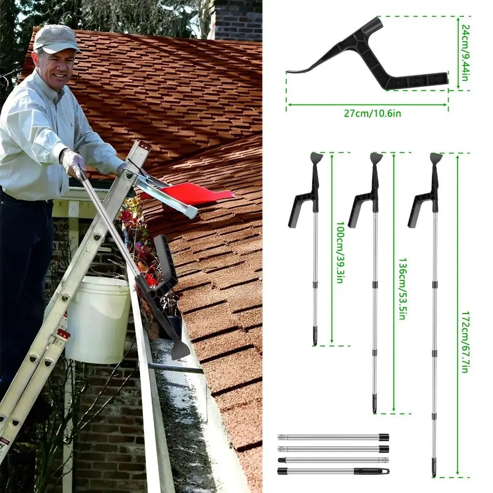 Extendable Telescopic Gutter Cleaning Brush with Splicing Poles