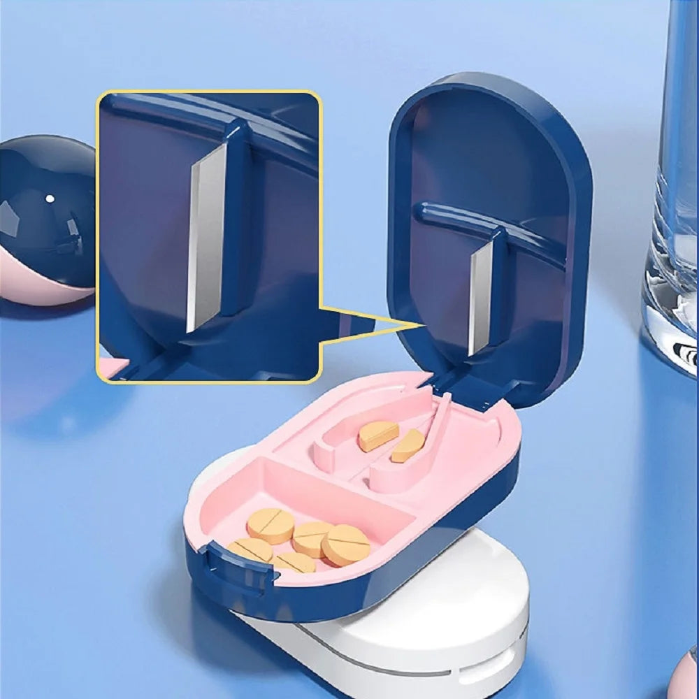 Portable Pill Cutter & Crusher with Storage Box | Steel Blade