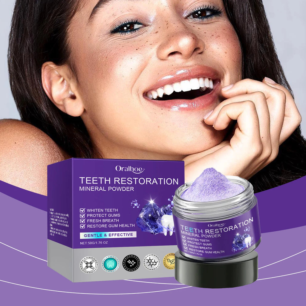 Teeth Whitening Restoration Mineral Powder Teeth Remove Stain Oral Clean Fresh Breath Improve Smell Purple Bleaching Toothpaste Oasis Select