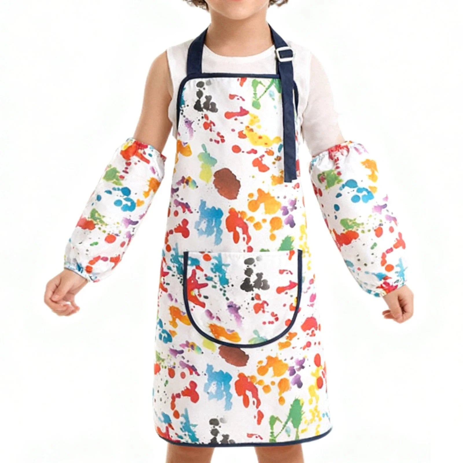 Children's Art Apron Multi-purpose Waterproof Painting Apron With 2 Sleeves And Pocket Suitable For Painting, Baking And DIY Oasis Select