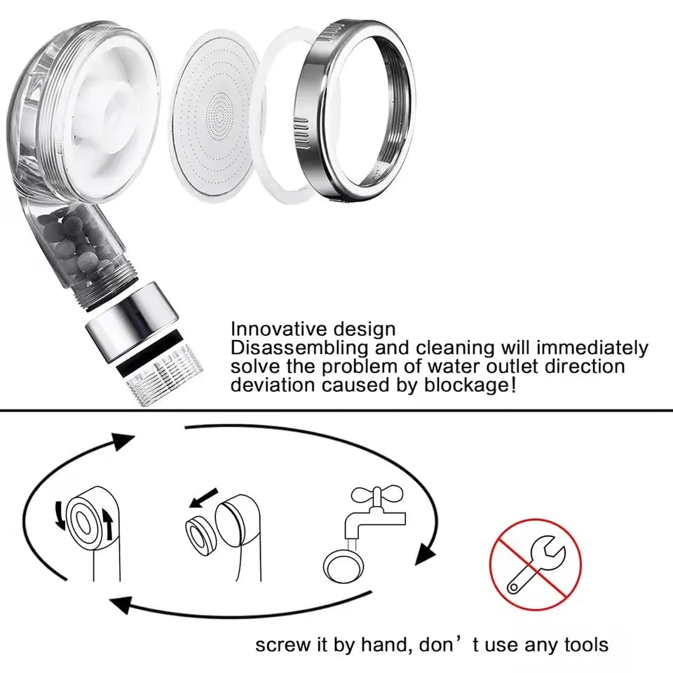 1pc Filtered Shower Head ABS High Pressure Water Saving Spray Handheld Clear Showerheads with With Filter Beads for Bathroom Oasis Select