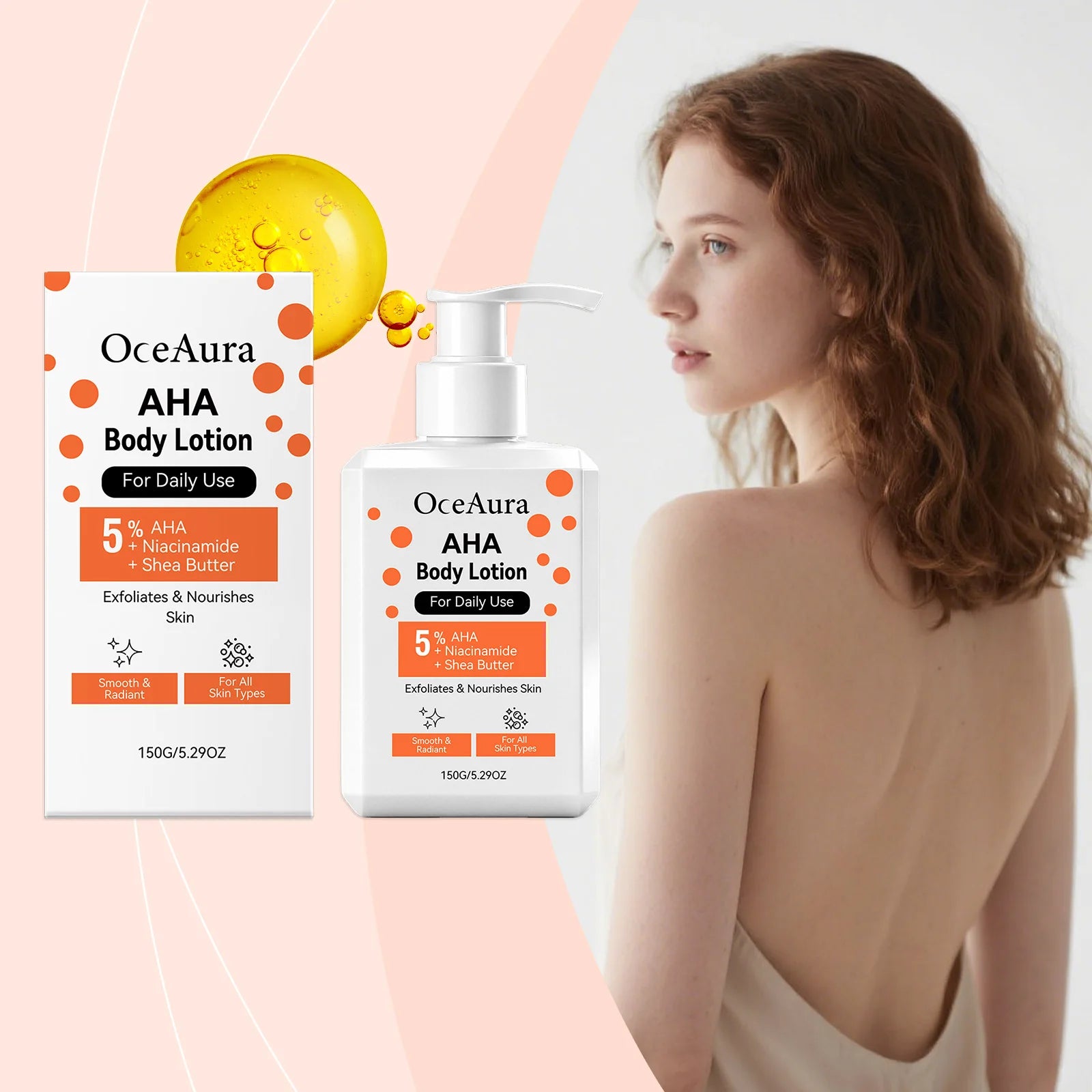Brightening Body Cream AHA Body Lotion Exfoliating Nourishing Niacinamide Dry Skin Smooth Radiant Daily Use 150g Large Capacity Oasis Select