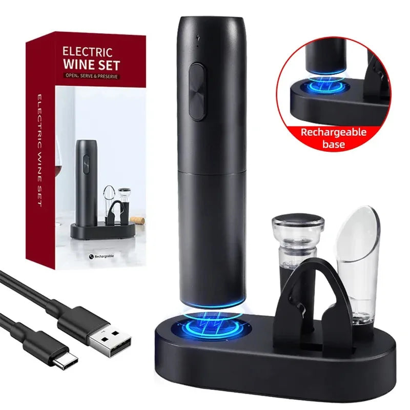 Electric Wine Opener – Rechargeable Automatic Corkscrew Set
