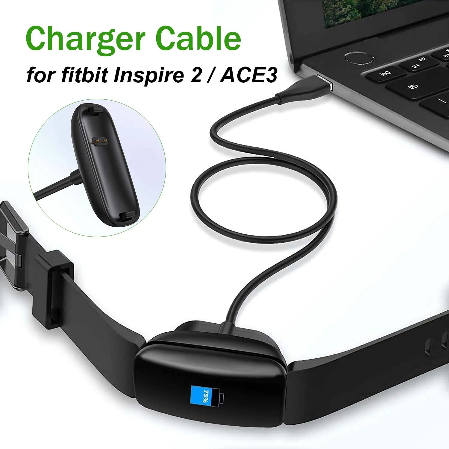 Fitbit Inspire 2 USB Replacement Charger – 3.3ft Fast Charge Smartwatch Charger Cable Oasis Select