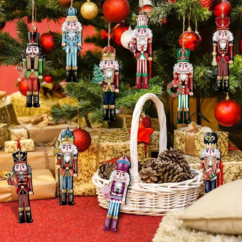 12pcs Christmas Nutcracker Set 8cm Wooden Soldier Dolls for Xmas Tree Holiday Home Office Table Decorations Oasis Select