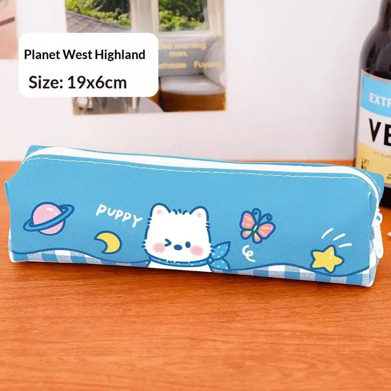 Cute Western Highland Pencil Case Student Portable Stationery Pen Box Cartoon Return To School Stationery Organizer Supplies Oasis Select A1