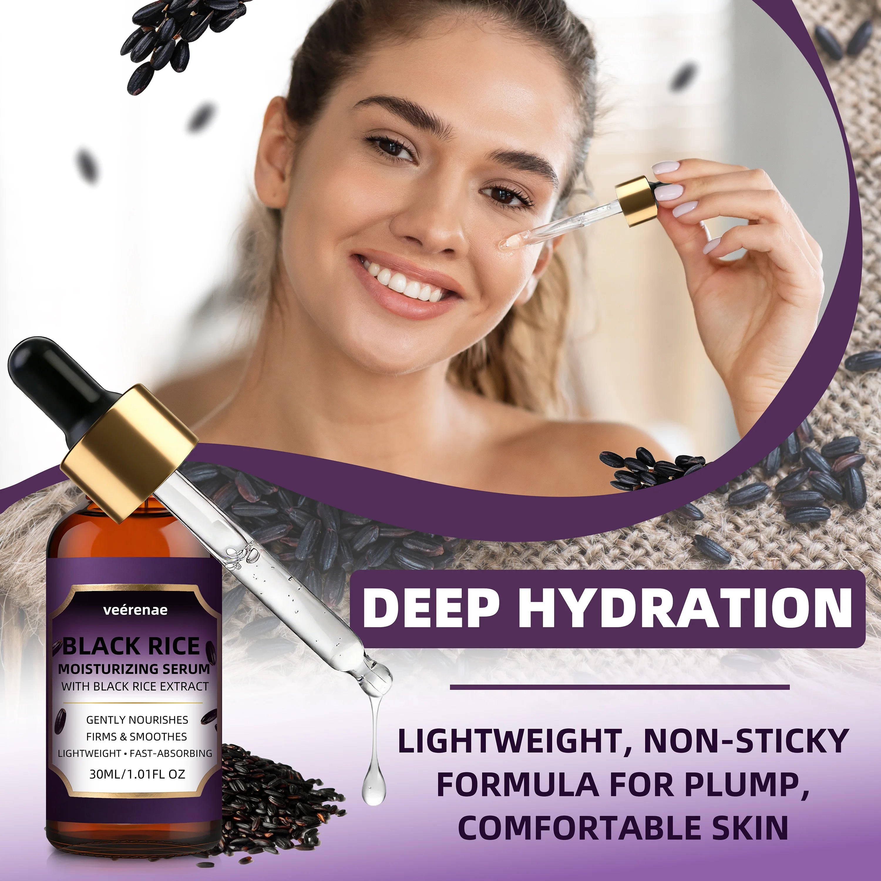 Veérenae Black Rice Moisturizing Face Serum – All Skin Types