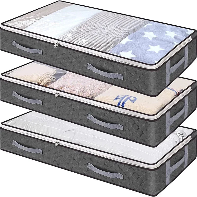 Under bed Storage Bag For Portable Foldable Quilt Bags Wardrobe Clothes Organizer Storage Box Dustproof Organizer Large Capacity Oasis Select