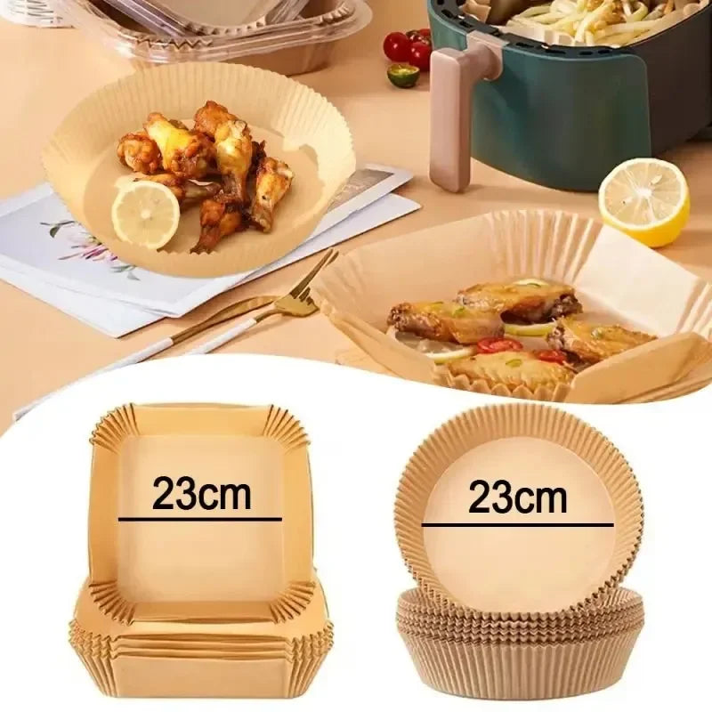 50pcs/set Disposable Air Fryer Paper Liner 20CM Oil-proof Water-proof Airfryer Disposable Cooking Paper Trays Baking Paper Oasis Select