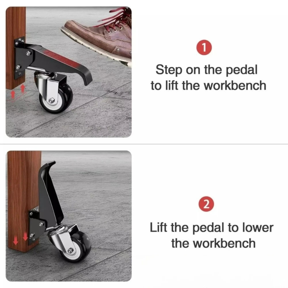 1pcs SucceBuy 165 lbs 2.5" Workbench Caster Wheels Side Mounted Retractable Stepdown Wheel 360° Swivel for Tables Equipment Oasis Select